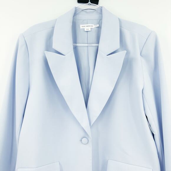 NWT Good American Luxe Suiting Boyfriend Blazer Light Blue Womens Size S/M - Picture 4 of 13